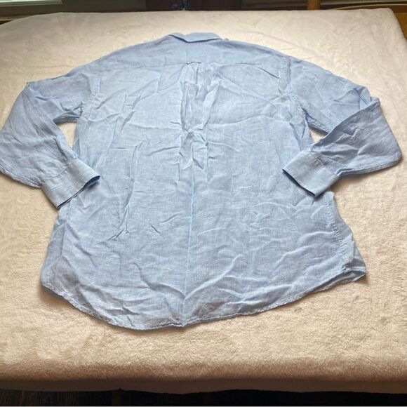 Peter Millar Light Blue 100% Linen Long Sleeve Button Down Shirt Size Medium - Picture 2 of 11